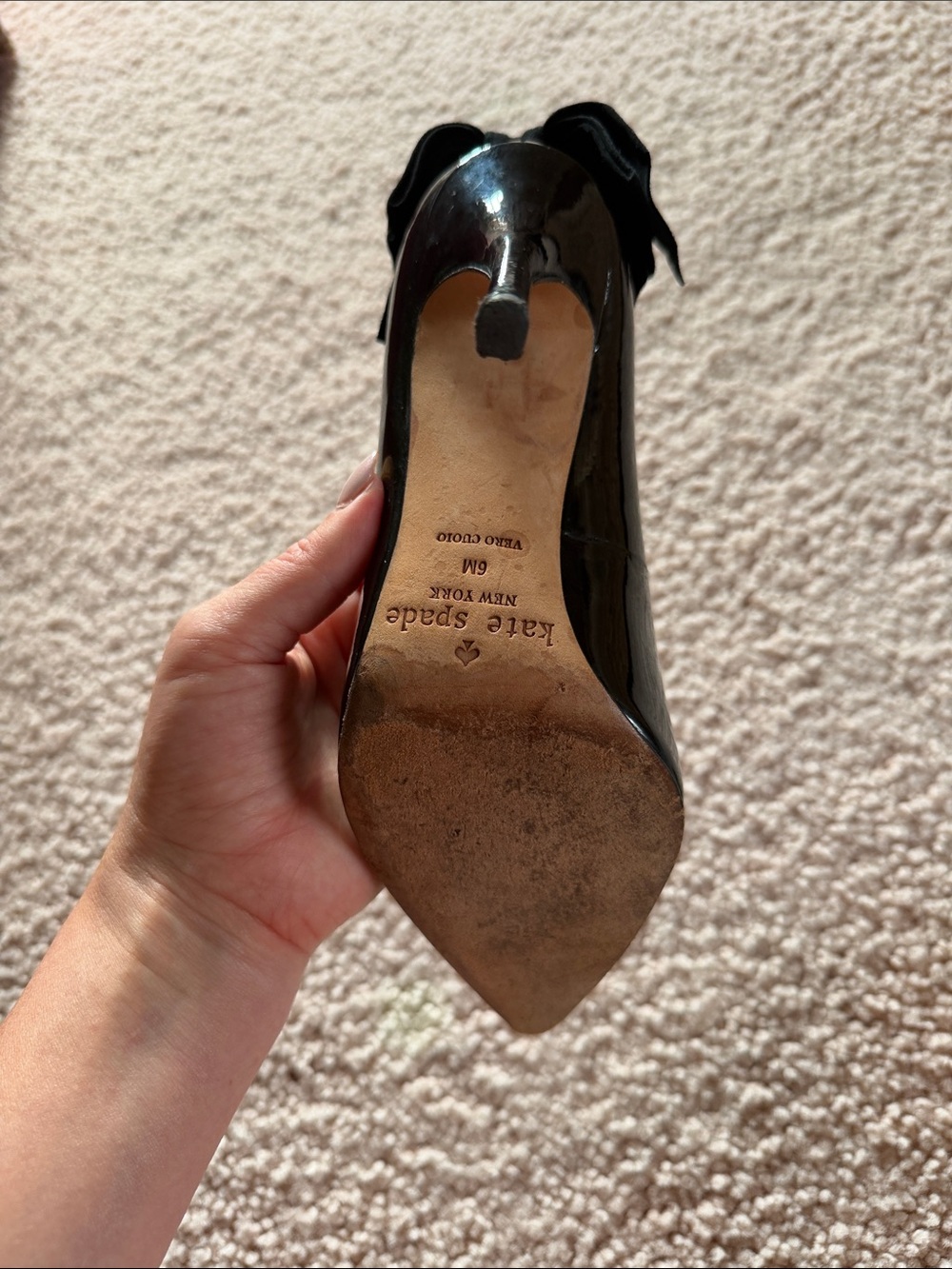 kate spade Black Patent Scallop Pointed-Toe Stiletto Heels with Back Bow - Picture 11 of 14